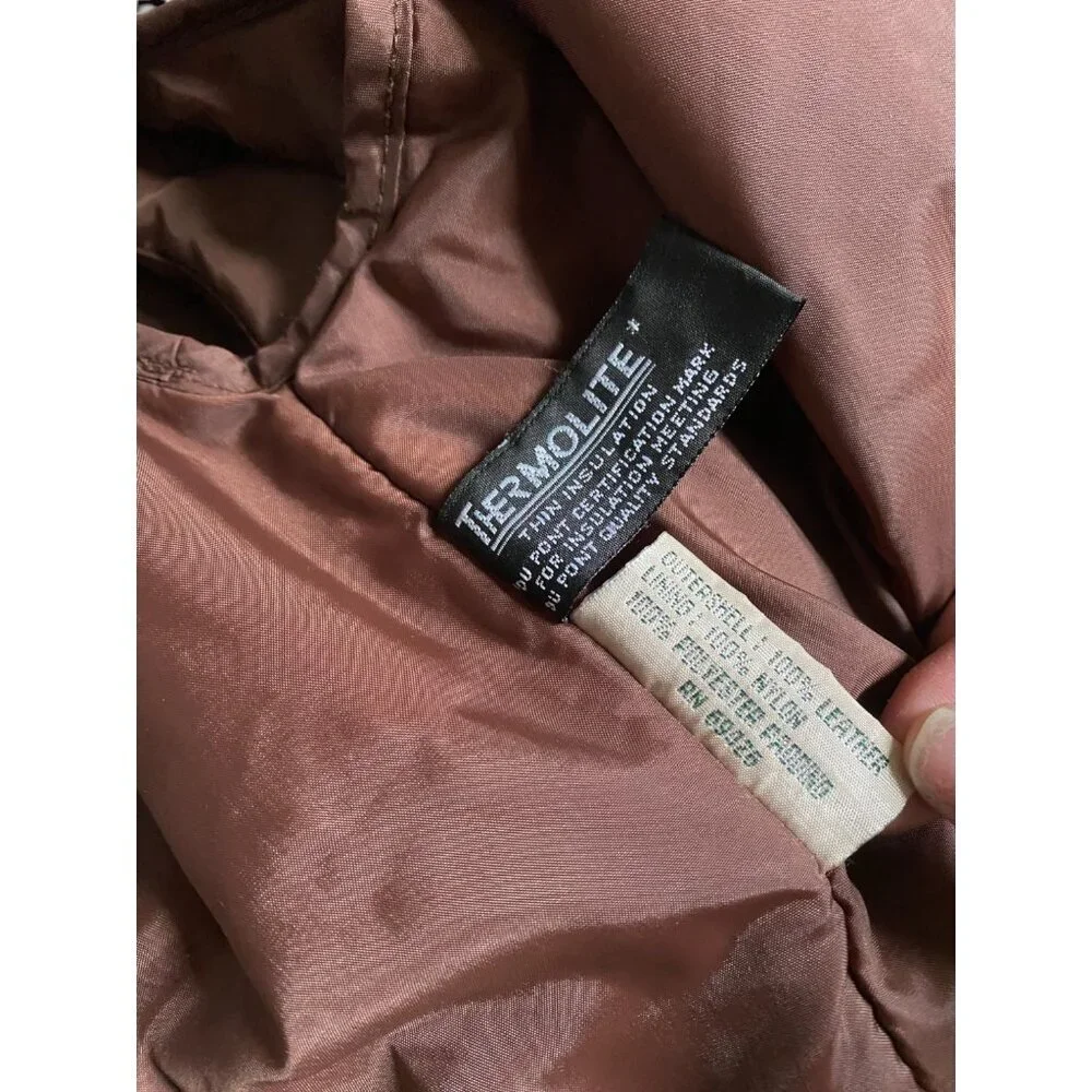 VINTAGE - Tannery west leather brown bomber jacket Size Medium - Picture 8 of 12
